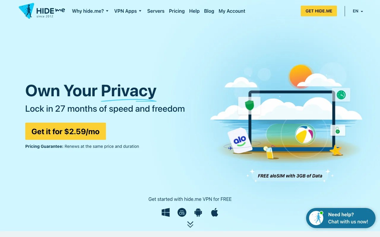 hide.me homepage