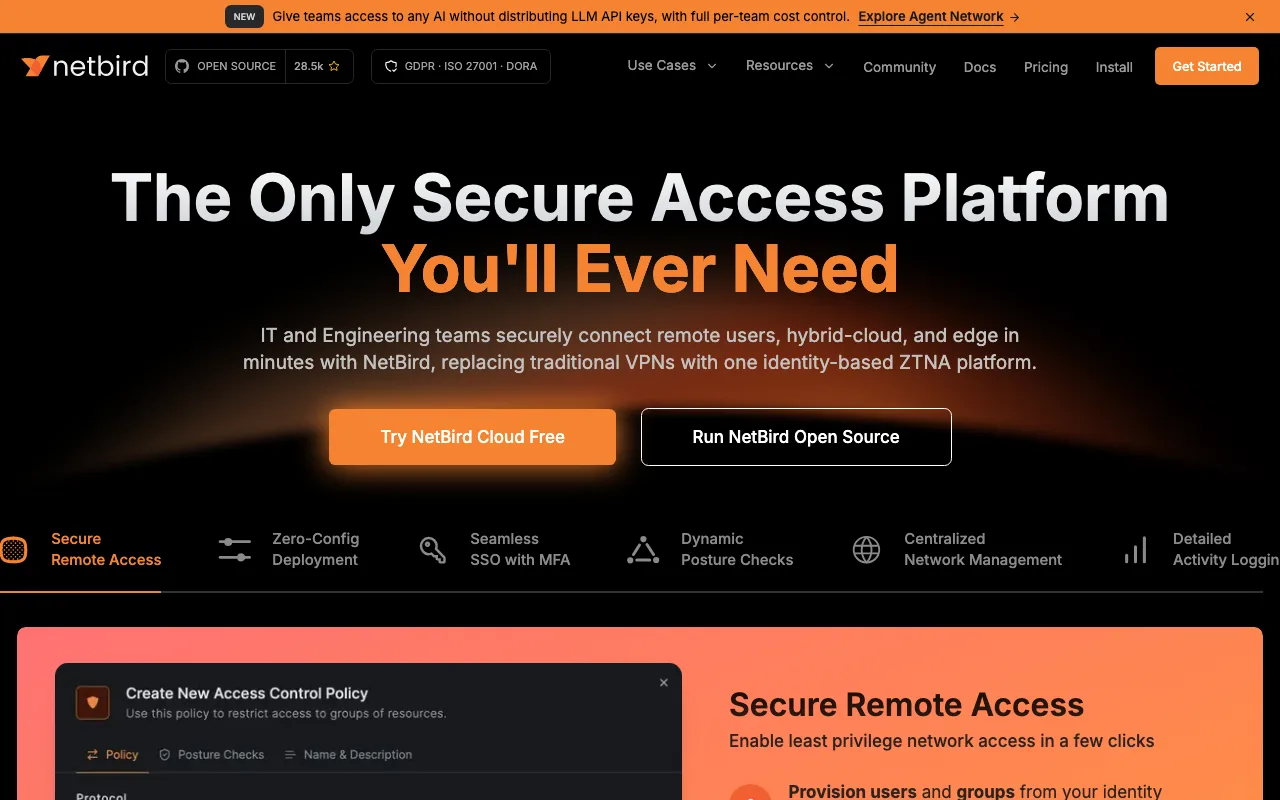 NetBird homepage