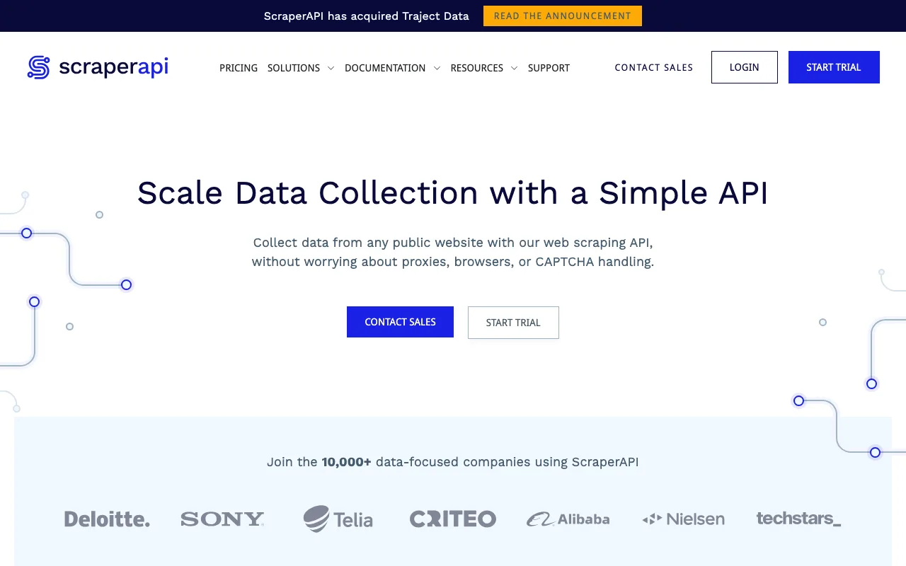 ScraperAPI homepage