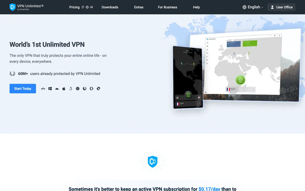 VPN Unlimited homepage